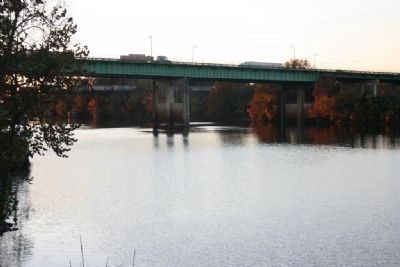 Downriver view of the Black Warrior River and the Lurleen B. Wallace Blvd Bridge. image. Click for full size.