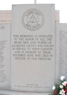 Alamance County War Memorial Marker image. Click for full size.