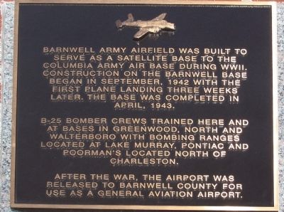 Barnwell Army Airfield Marker image. Click for full size.