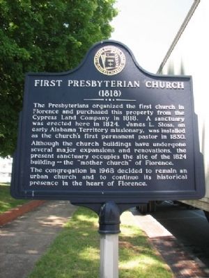 First Presbyterian Church (1818) Marker. Click for full size. First Presbyterian Church (1818) Marker image. Click for full size.