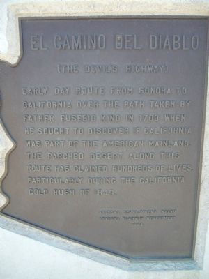 El Camino Del Diablo Marker image. Click for full size.