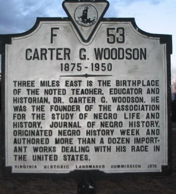 Carter G. Woodson Marker. Click for full size. Carter G. Woodson Marker image. Click for full size.