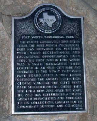 Fort Worth Zoological Park Marker. Click for full size. Fort Worth Zoological Park Marker image. Click for full size.