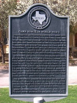 Camp Bowie in World War I Marker image. Click for full size.