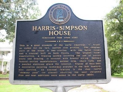 Harris-Simpson Home Marker - Side B image. Click for full size.