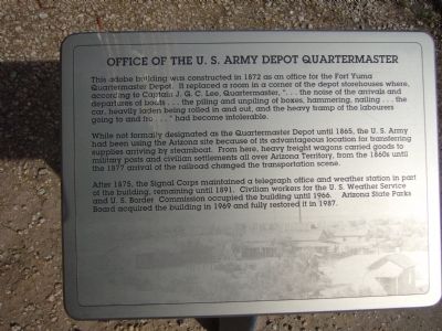 Office of the U. S. Army Depot Quartermaster Marker image. Click for full size.