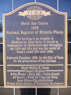 Hotel San Carlos Marker. Click for full size. Hotel San Carlos Marker image. Click for full size.