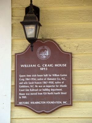 William G. Craig House Marker image. Click for full size.