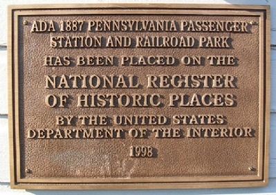 Ada Passenger Depot NRHP Marker. Click for full size. Ada Passenger Depot NRHP Marker image. Click for full size.