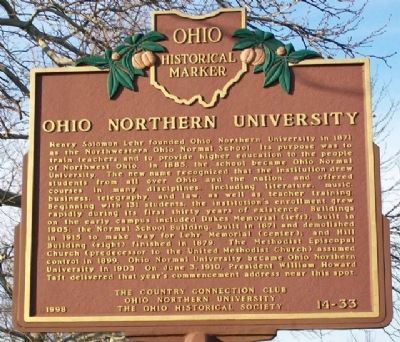 Ohio Northern University Marker. Click for full size. Ohio Northern University Marker image. Click for full size.