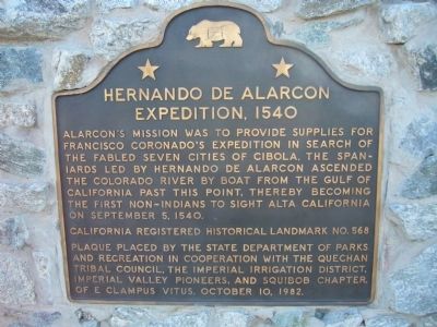 Hernando De Alarcon Expedition Marker image. Click for full size.
