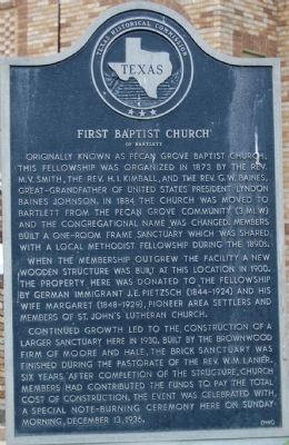 First Baptist Church of Bartlett Marker image. Click for full size.