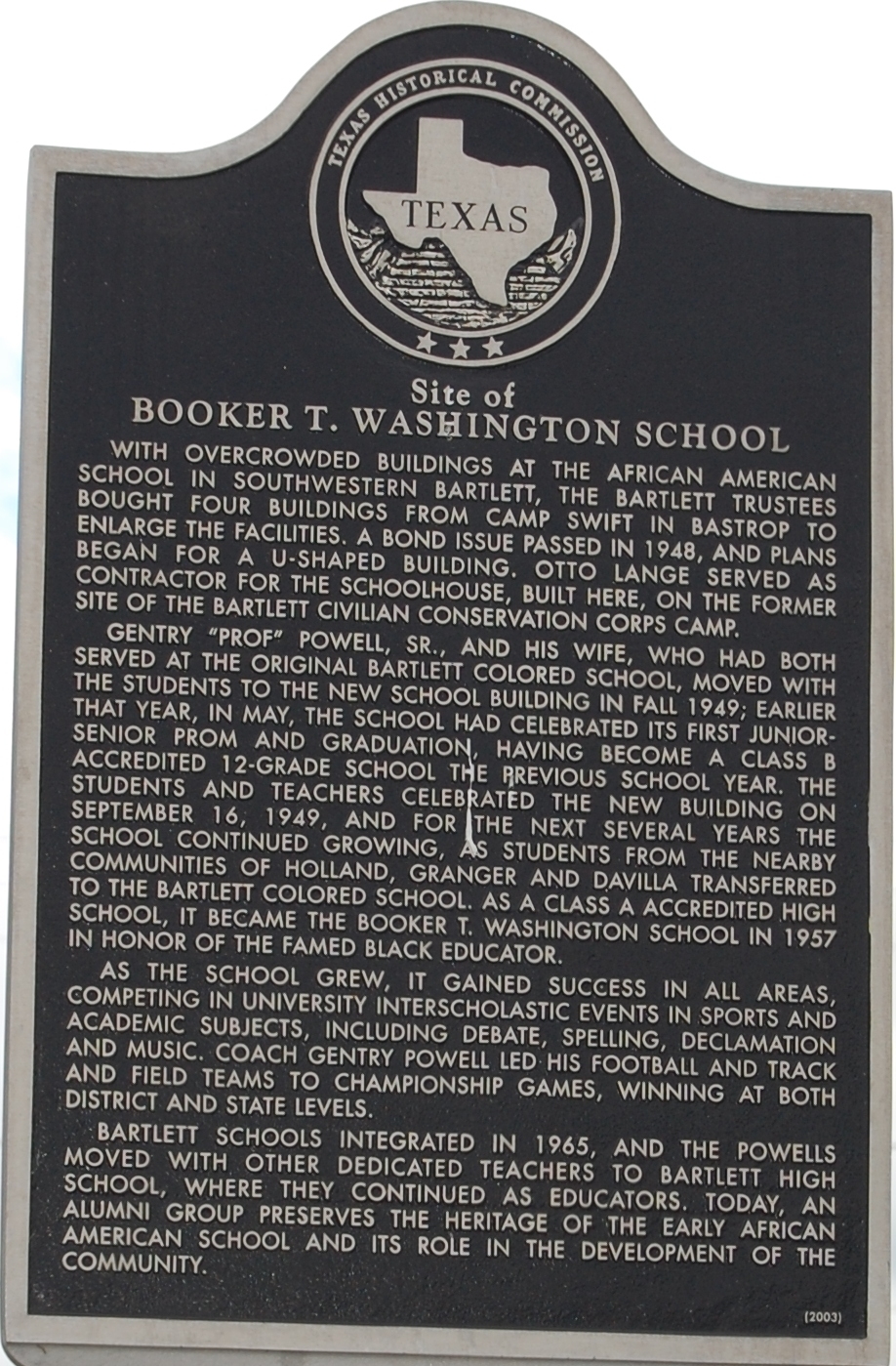 Site of Booker T. Washington School Marker