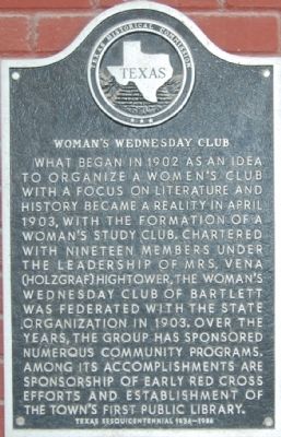 Woman's Wednesday Club Marker image. Click for full size.