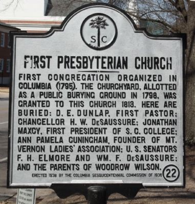 First Presbyterian Church Marker. Click for full size. First Presbyterian Church Marker image. Click for full size.