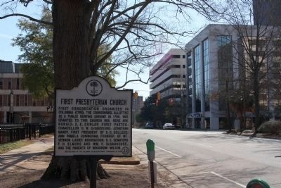 First Presbyterian Church Marker, looking south on Marion Street image. Click for full size.