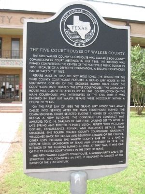The Five Courthouses of Walker County Marker image. Click for full size.