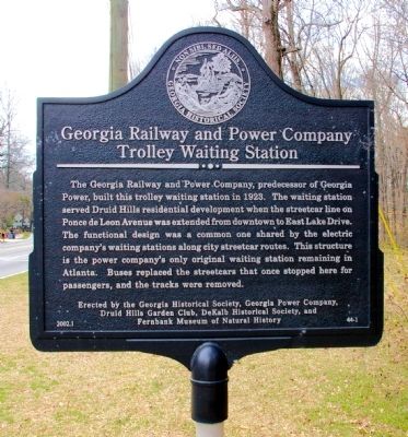 Georgia Railway and Power Company Trolley Waiting Station Marker image. Click for full size.