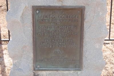 Site of Salado College Plaque image. Click for full size.