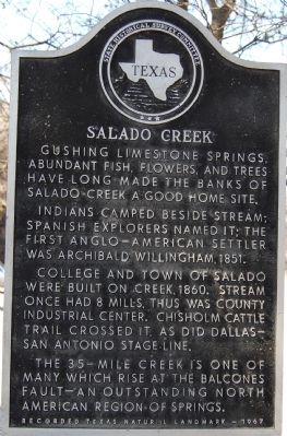 Salado Creek Marker. Click for full size. Salado Creek Marker image. Click for full size.