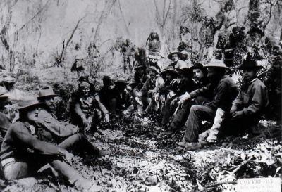 Council between Gen. Crook and Geronimo, Caon de los Embudos, Sonora, Mexico, March 1886. image. Click for more information.