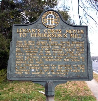 Logan’s Corps Moves to Henderson’s Mill Marker. Click for full size. Logan’s Corps Moves to Henderson’s Mill Marker image. Click for full size.