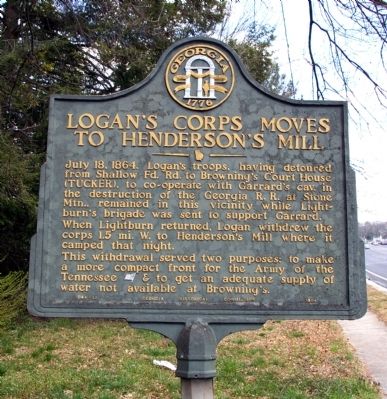 Logans Corps Moves to Hendersons Mill Marker image. Click for full size.