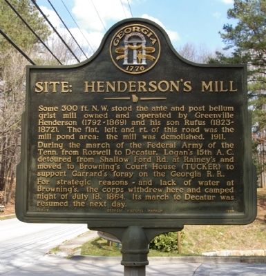 Site: Hendersons Mill Marker image. Click for full size.