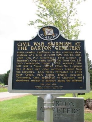 Civil War Skirmish at The Barton Cemetery Marker image. Click for full size.