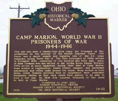 Camp Marion, World War II POW Marker (Side A) image. Click for full size.