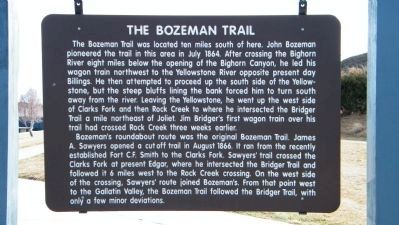 Bozeman Trail Marker - close-up image. Click for full size.