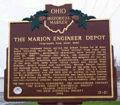 The Marion Engineer Depot Marker (Side B). Click for full size. The Marion Engineer Depot Marker (Side B) image. Click for full size.