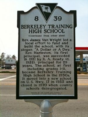 Dixie Training School / Berkeley Training High School Marker (reverse) image. Click for full size.