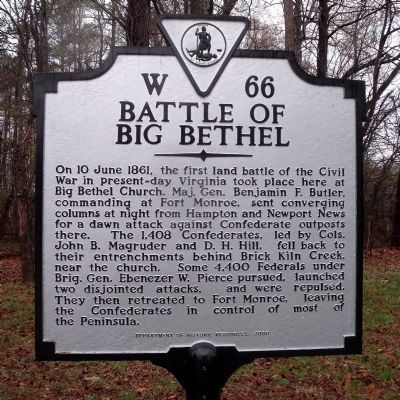 Battle of Big Bethel Marker image. Click for full size.