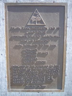 736th Tank Battalion (M) SP Marker. Click for full size. 736th Tank Battalion (M) SP Marker image. Click for full size.
