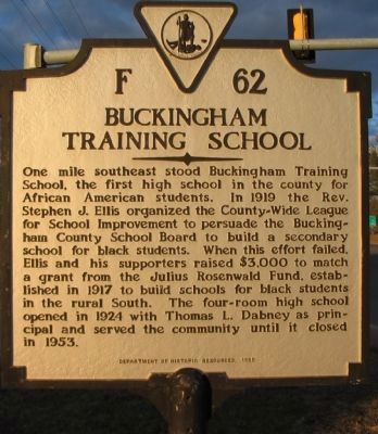 Buckingham Training School Marker image. Click for full size.