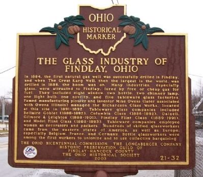 The Glass Industry of Findlay, Ohio Marker image. Click for full size.