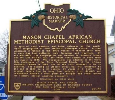 Mason Chapel AME Church Marker (Side A) image. Click for full size.