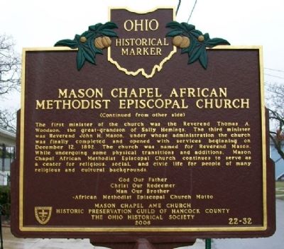 Mason Chapel AME Church Marker (Side B). Click for full size. Mason Chapel AME Church Marker (Side B) image. Click for full size.