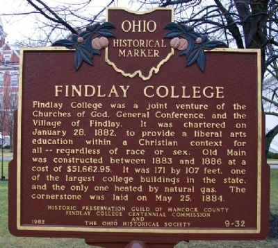 Findlay College Marker image. Click for full size.