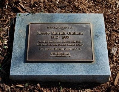 Hessie Morrah Graham Marker<br>Located on the Walkway Leading<br>from Cottage Patio to Main Street. Click for full size. Hessie Morrah Graham Marker<br>Located on the Walkway Leading<br>from Cottage Patio to Main Street image. Click for full size.