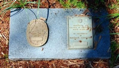 National Register Medallion (Left)<br>City Restoration Marker (Right)<br>Located Near Falls Cottage. Click for full size. National Register Medallion (Left)<br>City Restoration Marker (Right)<br>Located Near Falls Cottage image. Click for full size.