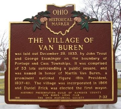 The Village of Van Buren Marker (Side A) image. Click for full size.