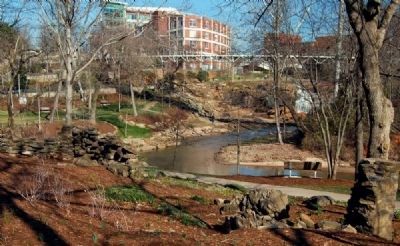 Old Mill Ruins with Falls Park in Background image. Click for full size.