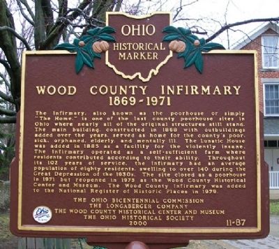 Wood County Infirmary Marker image. Click for full size.