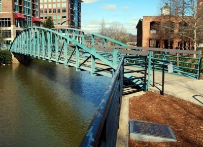 The "Swamp Rabbit" Railroad Marker and<br>Pedestrian Bridge image. Click for full size.