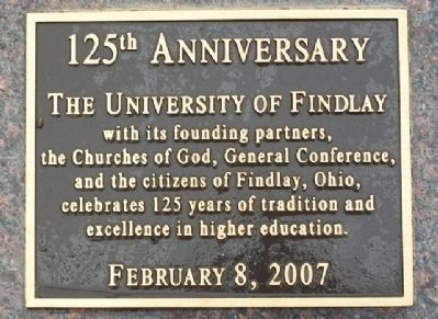 The University of Findlay 125th Anniversary Marker image. Click for full size.
