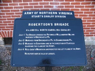 Robertson's Brigade Tablet. Click for full size. Robertson's Brigade Tablet image. Click for full size.