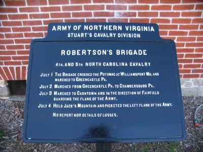 Robertson's Brigade Tablet image. Click for full size.