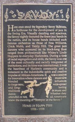 Savoy Ballroom Marker. Click for full size. Savoy Ballroom Marker image. Click for full size.